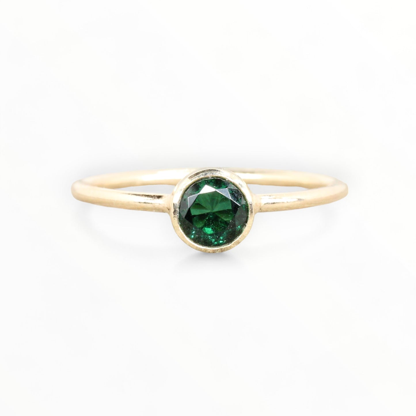 Lab Emerald Stacking Ring in 14K Gold Filled // 5mm Faceted Gemstone May Birthstone