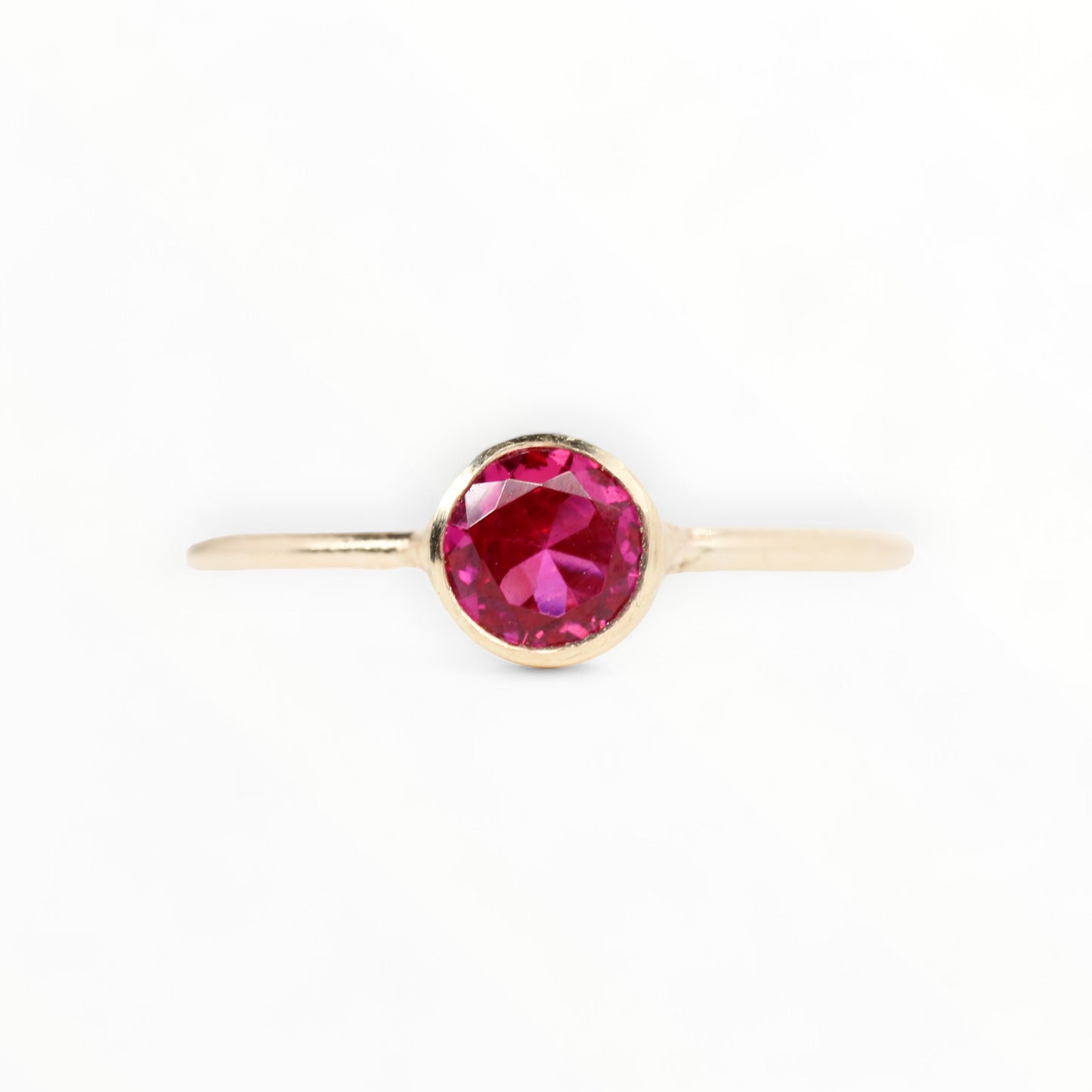 Lab Ruby Stacking Ring in 14K Gold Filled // 5mm Faceted Gemstone July Birthstone Ring