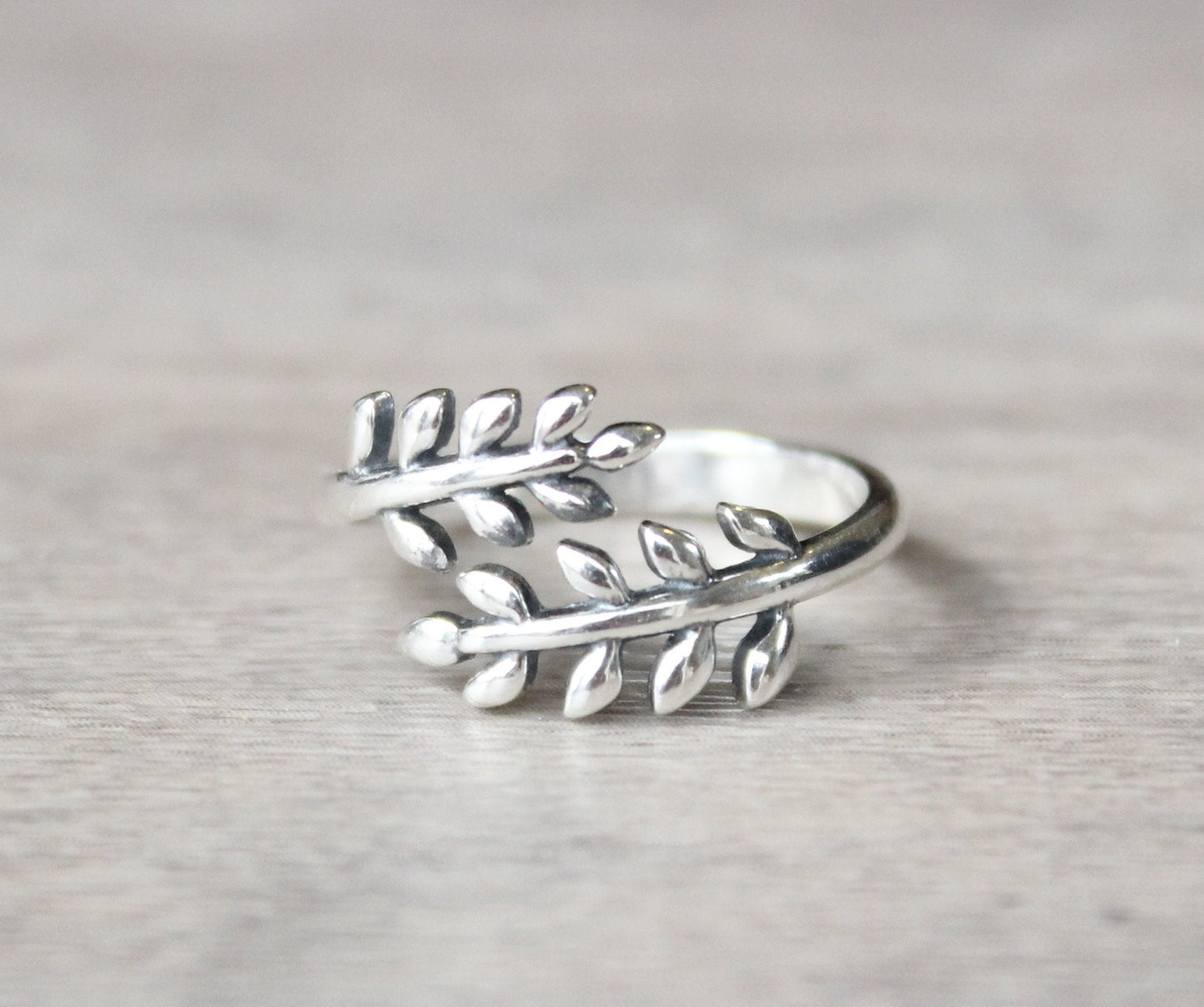 Sterling Silver Leaves Ring // Silver Leaf Ring // Sterling Silver Bypass Ring