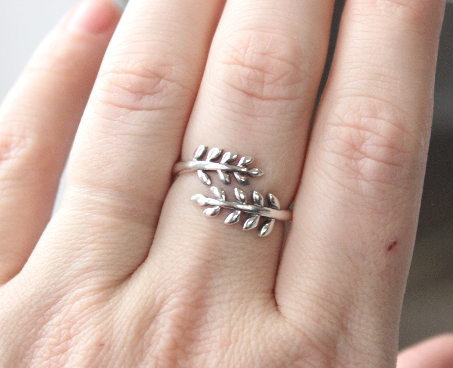 Sterling Silver Leaves Ring // Silver Leaf Ring // Sterling Silver Bypass Ring