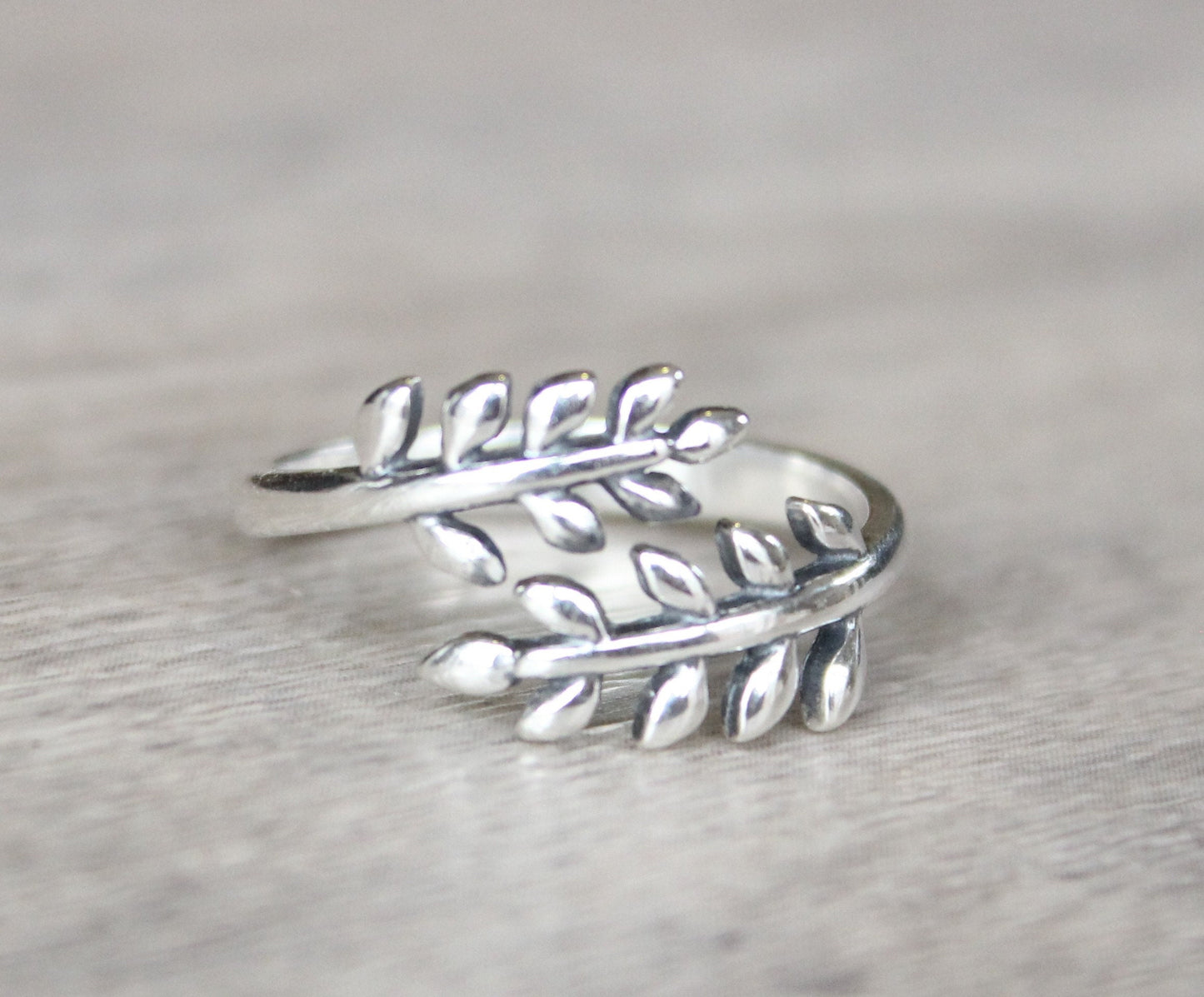 Sterling Silver Leaves Ring // Silver Leaf Ring // Sterling Silver Bypass Ring