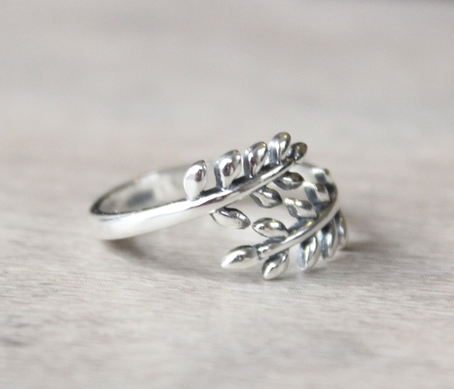 Sterling Silver Leaves Ring // Silver Leaf Ring // Sterling Silver Bypass Ring