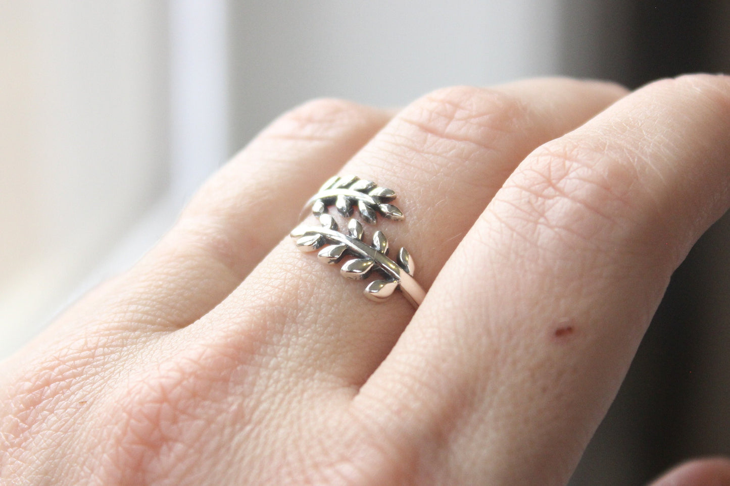 Sterling Silver Leaves Ring // Silver Leaf Ring // Sterling Silver Bypass Ring