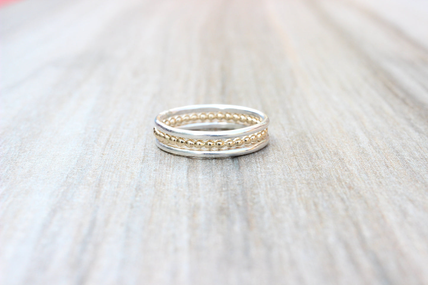 Set of 3 Simple Sterling Silver and 14k Gold Filled Stacking Rings