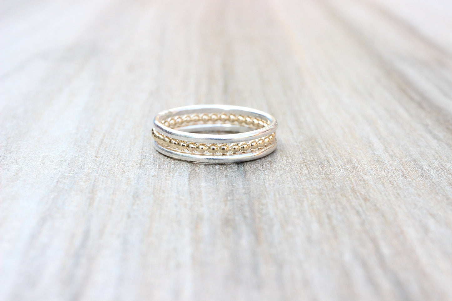 Set of 3 Simple Sterling Silver and 14k Gold Filled Stacking Rings