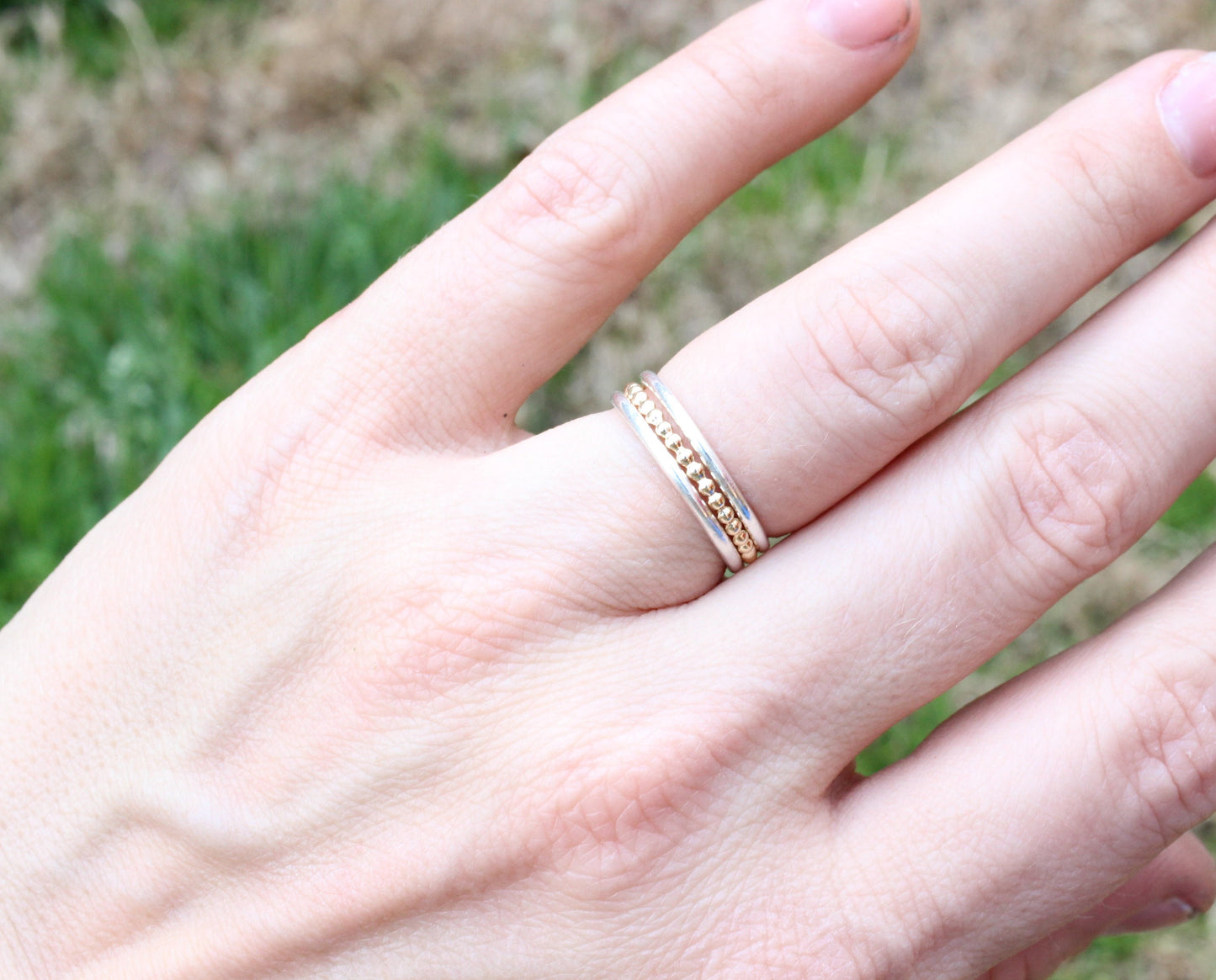 Set of 3 Simple Sterling Silver and 14k Gold Filled Stacking Rings