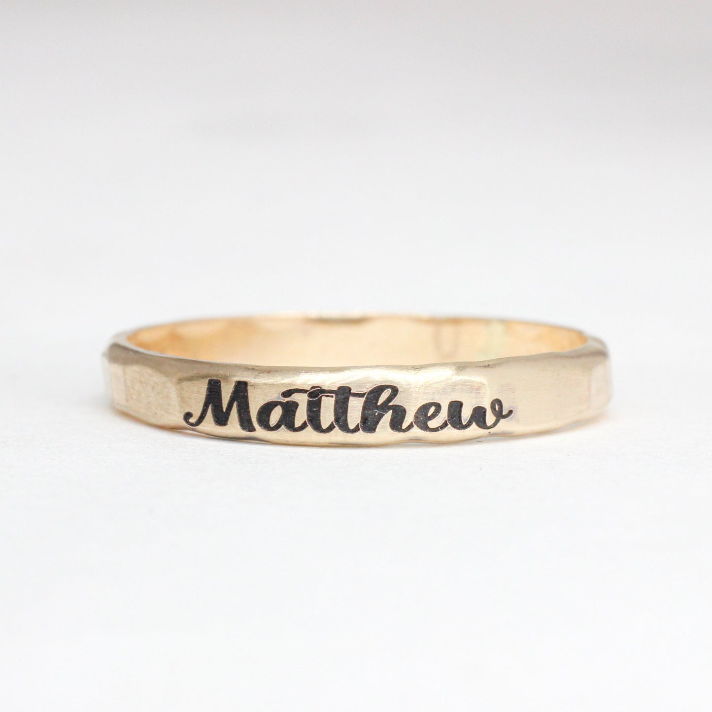 Stackable Engraved Rings // Sterling Silver, Gold, or Rose Gold Hammered Custom Name Ring //  Personalized Gift for Mom