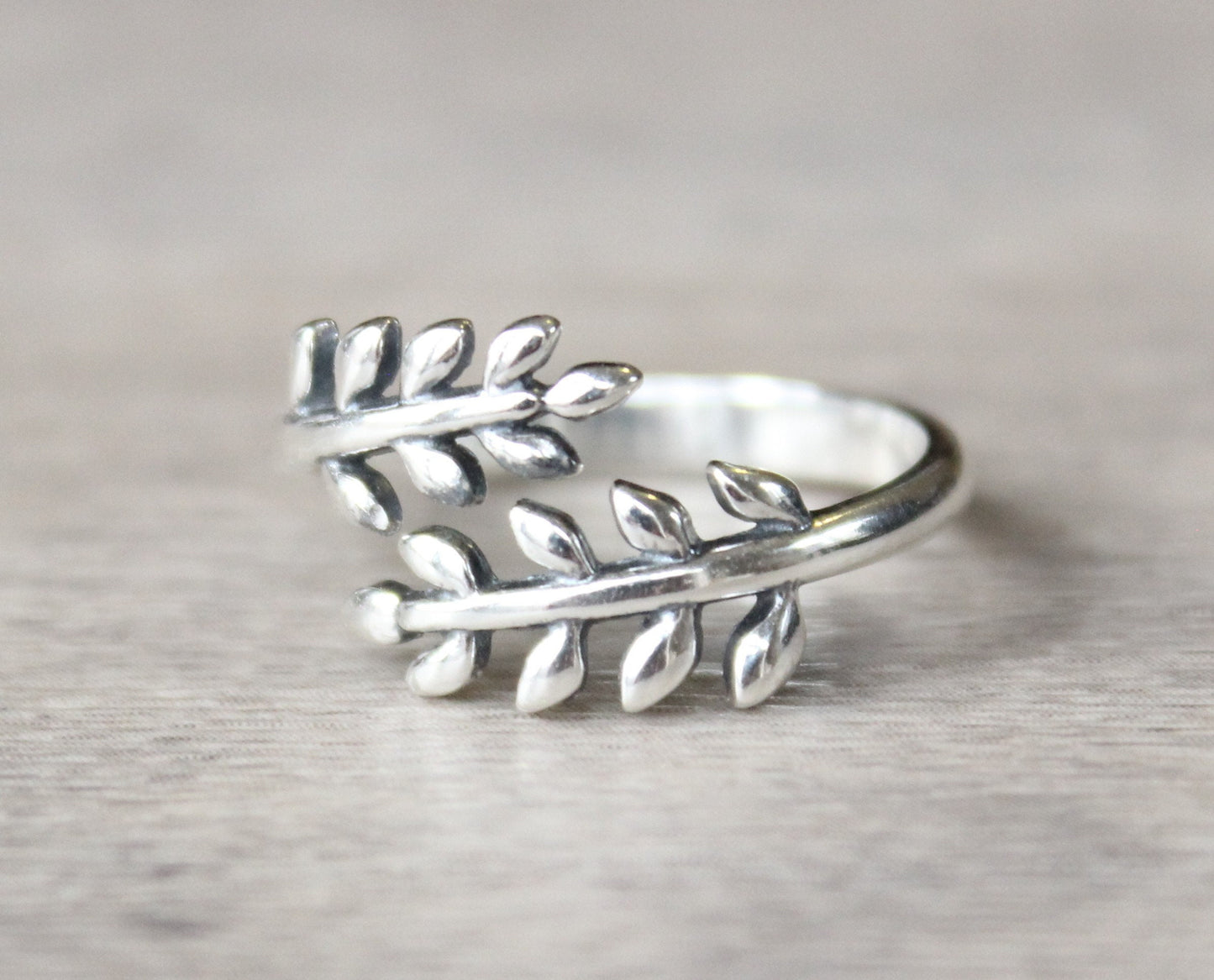 Sterling Silver Leaves Ring // Silver Leaf Ring // Sterling Silver Bypass Ring